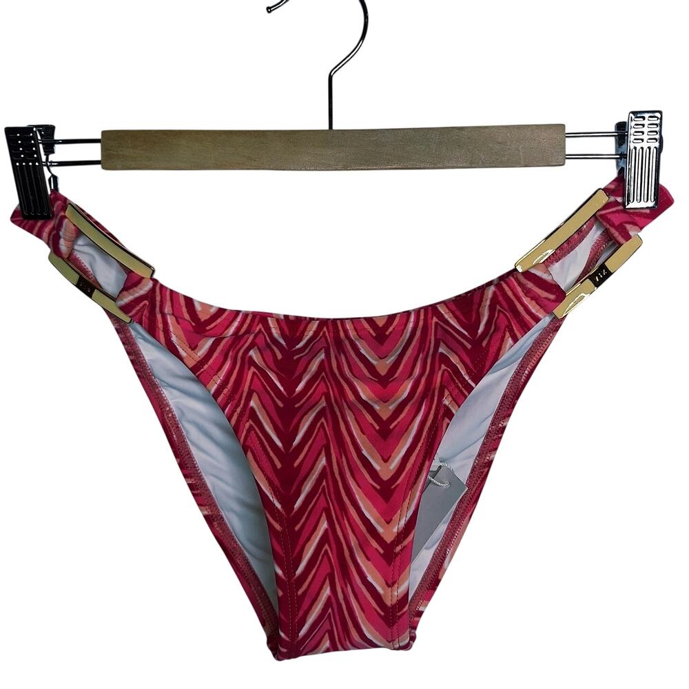Vix Paula Hermanny Ana Ring Bikini Bottom Large Chevron Fuchsia Hot Pink Resort